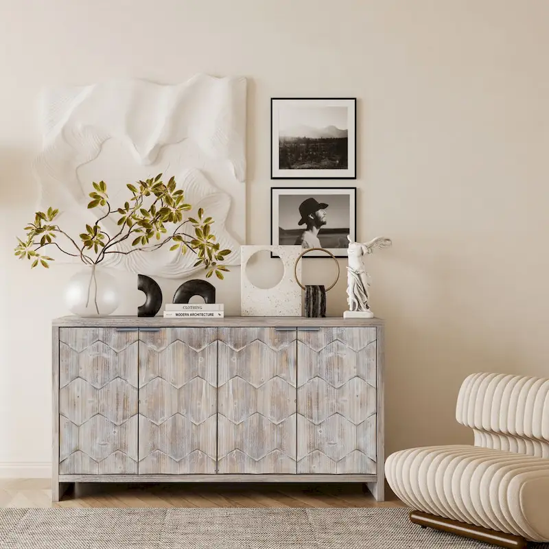 Accent Cabinet Farmhouse Style Wooden Cabinet Sideboard Buffet