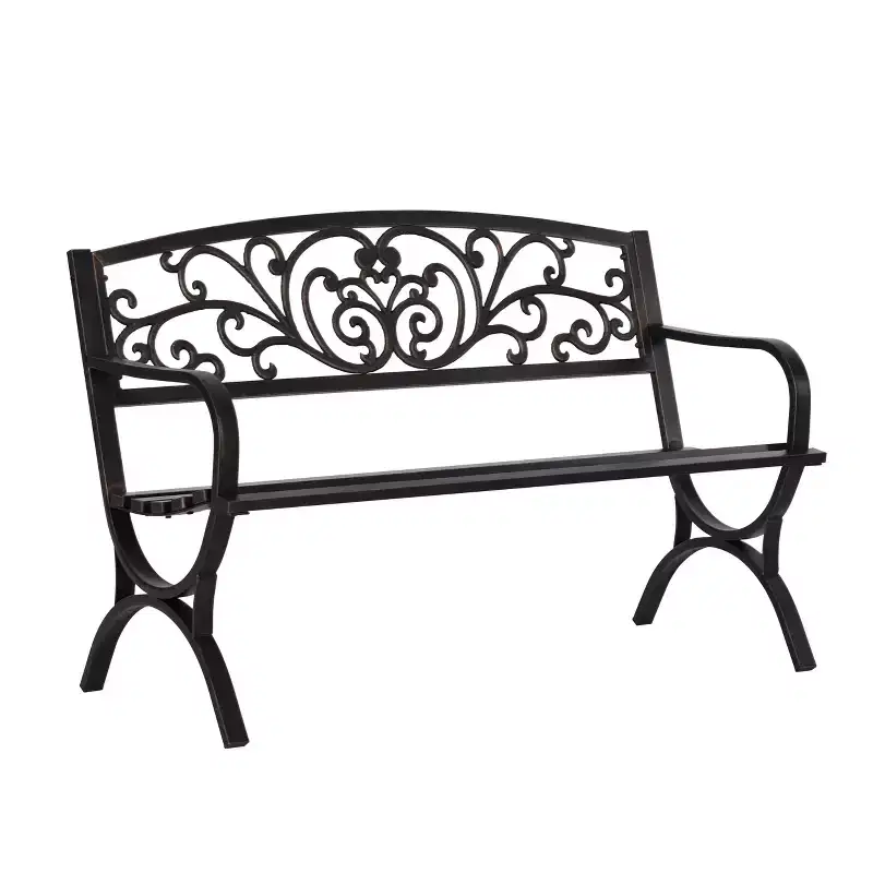 Two Seat Steel Porch Swing with Apple Shaped Back - Captiva Designs