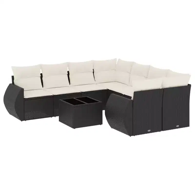 vidaXL Patio Sofa Set with Cushions - Modern Poly Rattan Outdoor Furniture