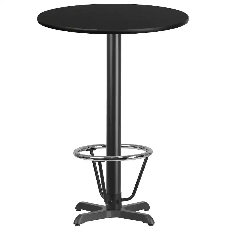Flash Furniture 30'' Round Laminate Table Top with 22'' x 22'' Bar Height Table Base and Foot Ring