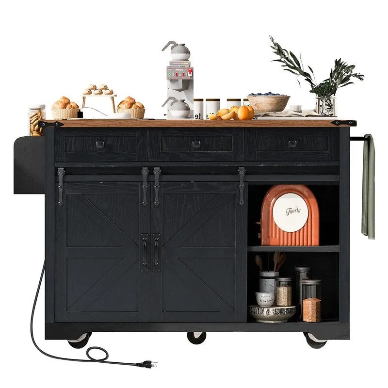 Mairi 54.5 Farmhouse Kitchen Island with Power Outlet