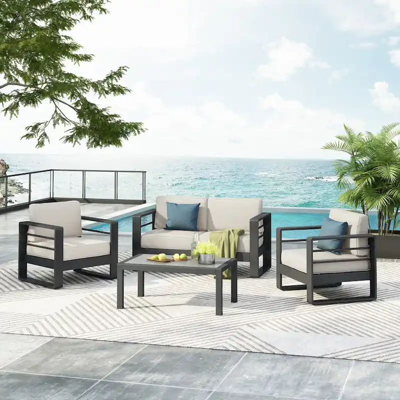 Maya Bay Aluminum Chat Set by Christopher Knight Home