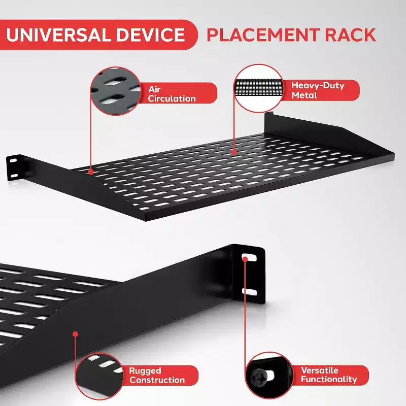 Pyle 1U Server Rack Shelf Mount Tray - Universal Device Placement Rack (PLRSTN14UX8) - 8-Pack