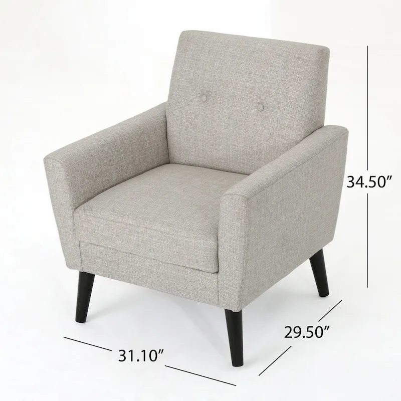 31.1 Upholstered Button Tufted Club Chair with Rubber Legs