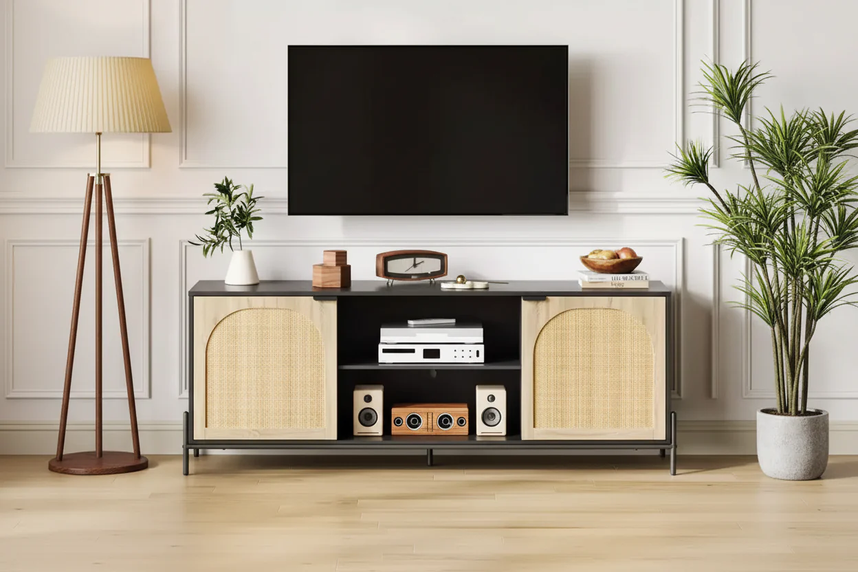 Rattan TV Stand for 75