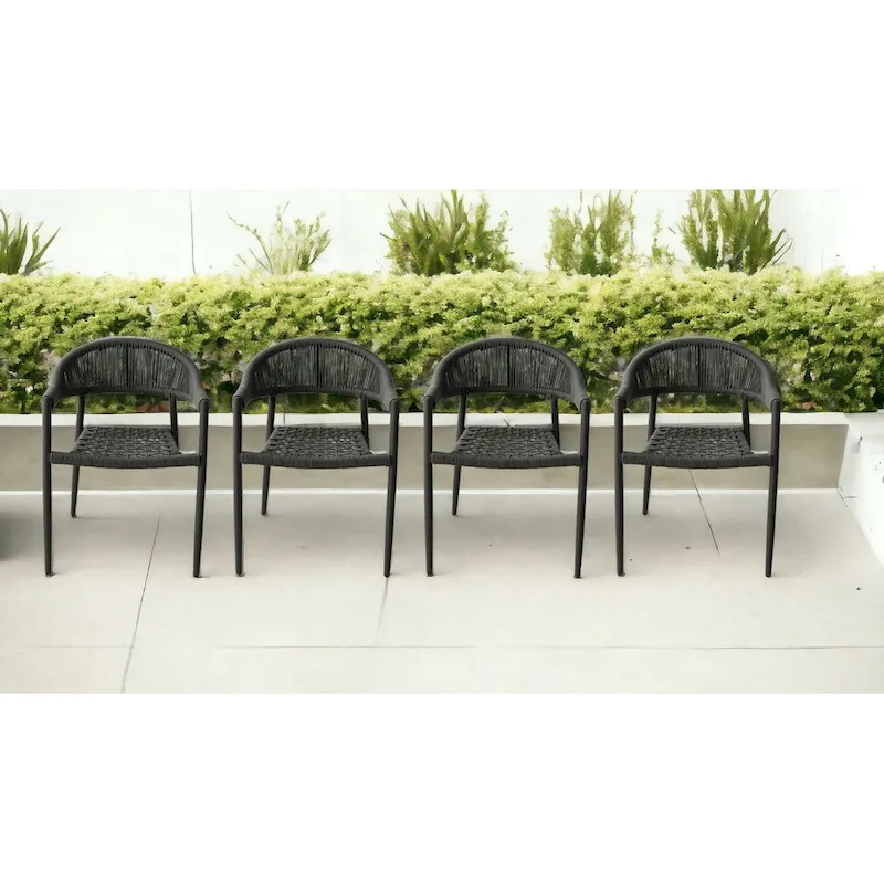 Set of Four 22 Gray Aluminum Outdoor Arm Chair