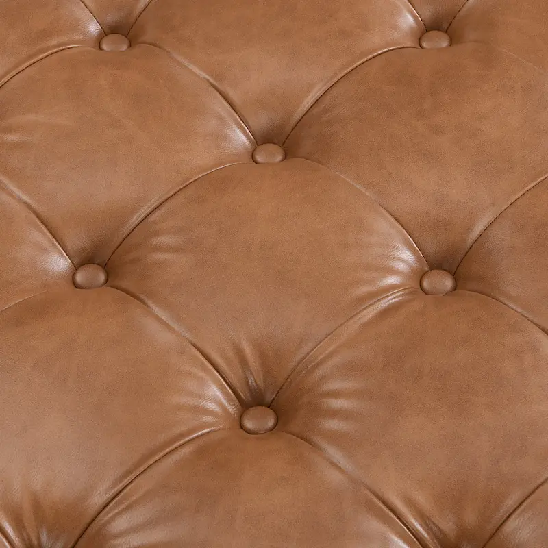 Christopher Knight Home - 34 Tufted Upholstered Cocktail Ottoman, Square Leather Ottoman Coffee Table with Rubber Wood Frame