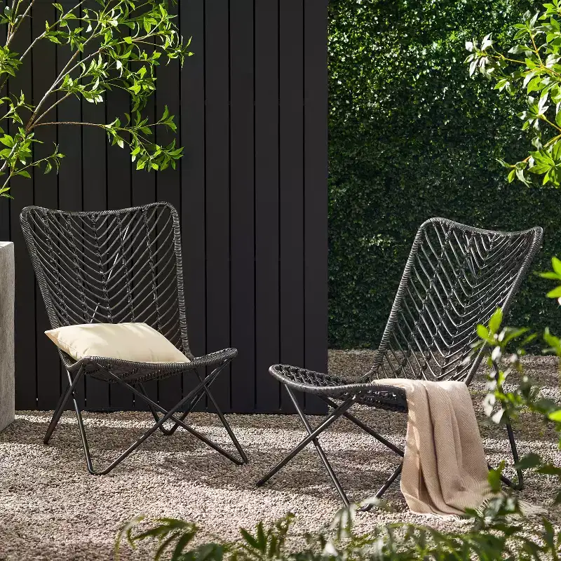 Christopher Knight Home Galtin Outdoor Wicker Accent Chairs (Set of 2) , Gray/Black