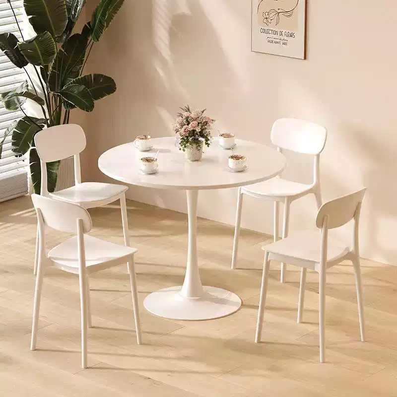 23.6/31.5in Round Dining Table Kitchen Table with Steel Tulip Base Round Kitchen Table for Dining Room