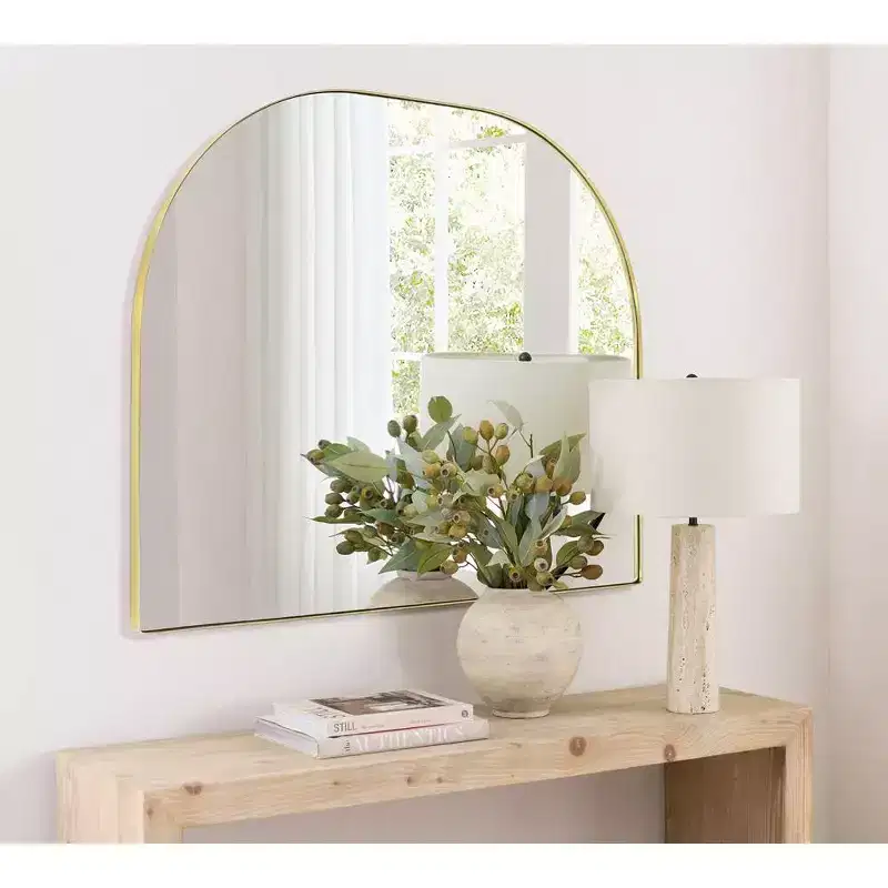 TEHOME Large Arched Metal Framed Wall Mounted Bathroom Vanity Mirror