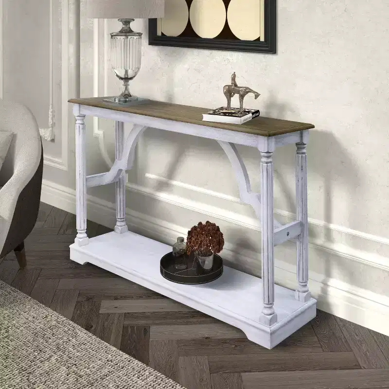 Wood Console Table with Lower Shelf 45.9 W x 11.8 D x 29.9 H