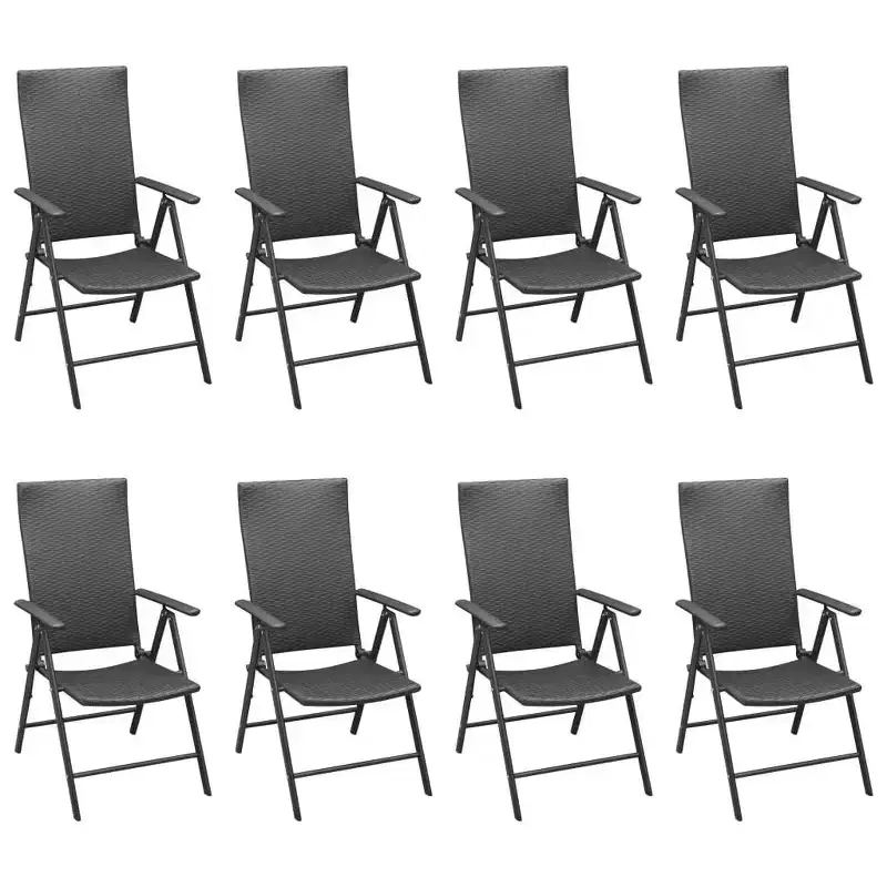 vidaXL Dining Set Black and Brown PE Rattan, Aluminum, WPC