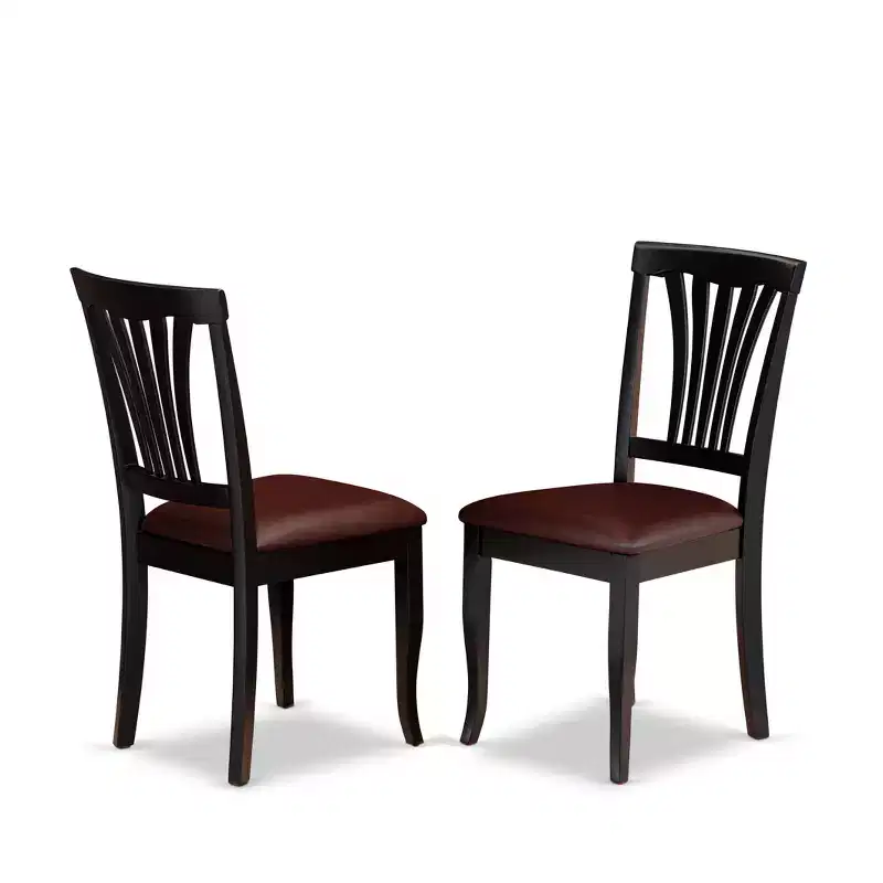 HomeStock Kitchen Dining Chairs Set Solid Wood Slat Back Buttermilk Cherry Finish
