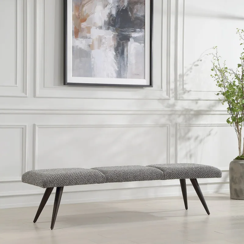 Uttermost Bowtie Charcoal Fabric Bench - 18 H X 72.5 W X 20 D