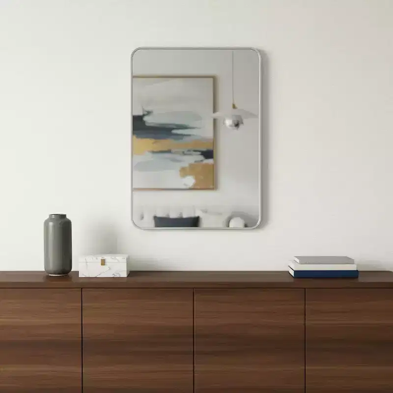 HomeRoots 36 Silver Aluminum Framed Accent Mirror