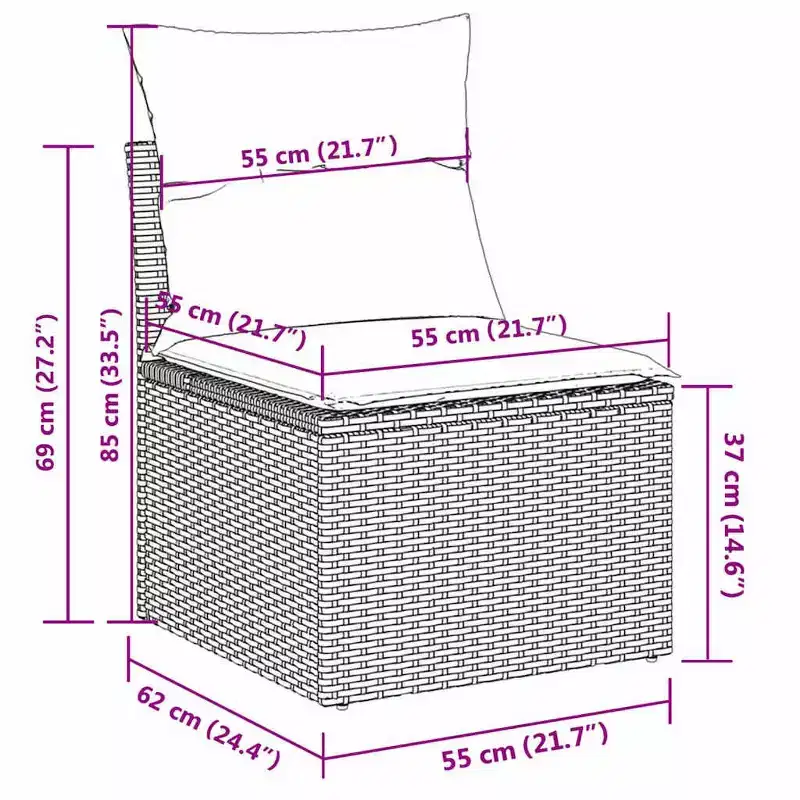 vidaXL Modular Garden Sofa Set with Cushions and Adjustable Design