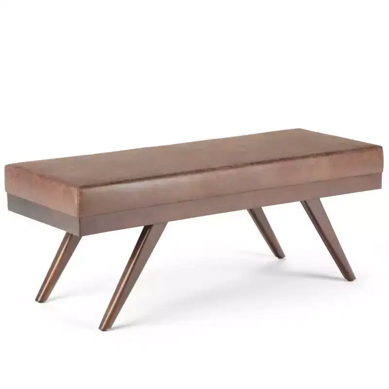 48 Nadine Mid Century Ottoman Bench Faux Air Leather - Wyndenhall