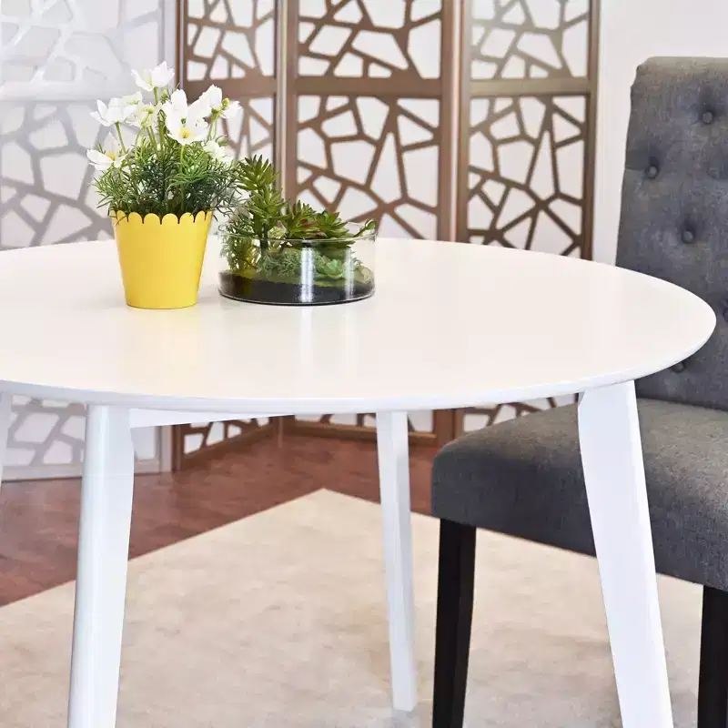 Contemporary Round Dining Table - White, Seats 4