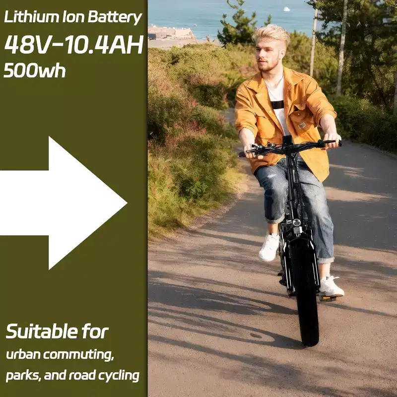 Electric Bike for Adults,20 x 4.0 Fat Tire Folding Ebike,500W 48V Removable Battery and 7-Speed Gears Ideal for Commuting