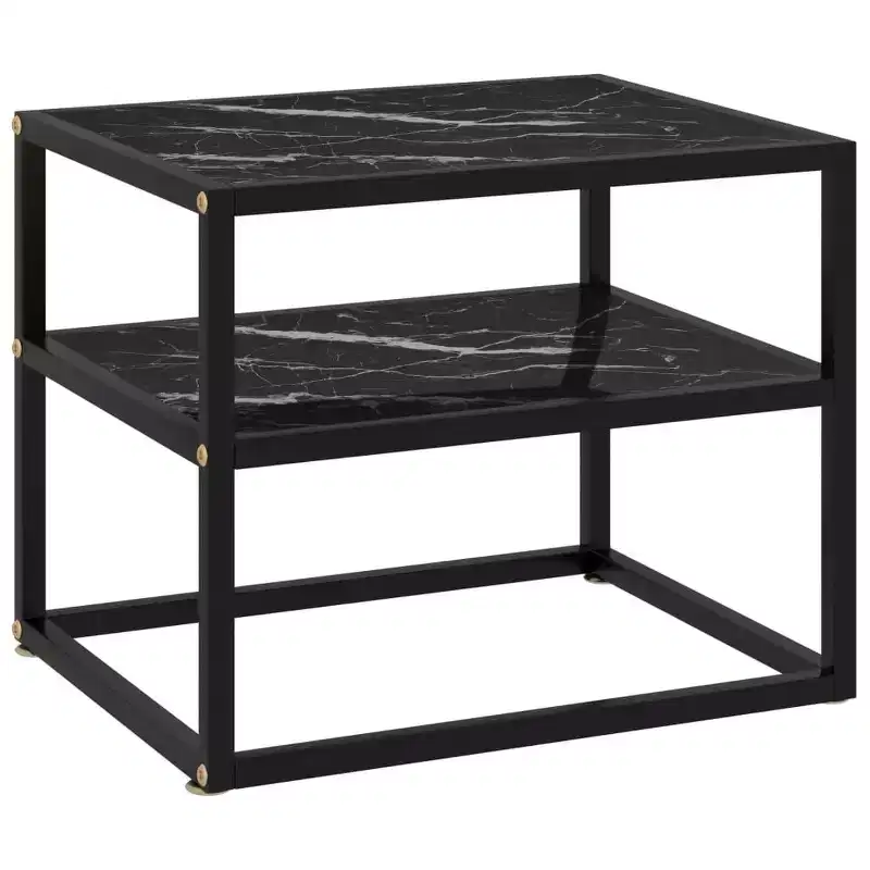 vidaXL Console Table Clear, Black Tempered Glass, Powder-Coated Steel