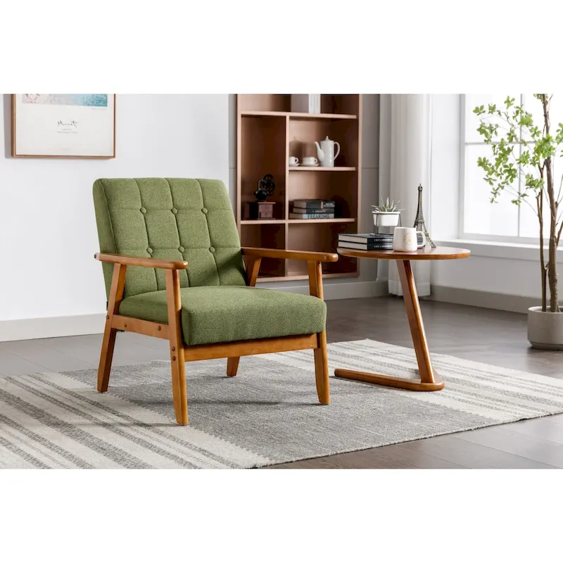 Upholstered Accent Arm Chair with Wooden Legs