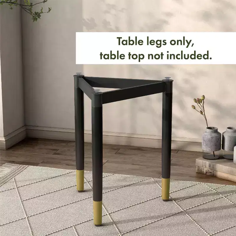 miBasics Shinesun Modern Triangle End Table Base Black: 21.83" High, Metal & Wood, 3-Leg Design, Assembly Required
