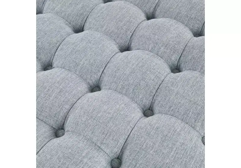 Tufted Round Cocktail Ottoman with Pleated Skirt 32'' Diameter