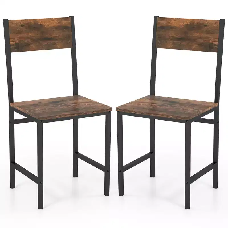 Costway Set of 2 Dining Chairs w/Metal Legs Slanted Back Wide Seat for Living Room