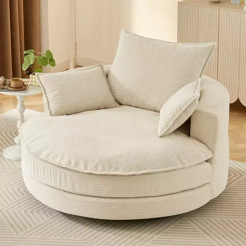 360 Swivel Barrel Chair with Dual-Layer Cushion Design