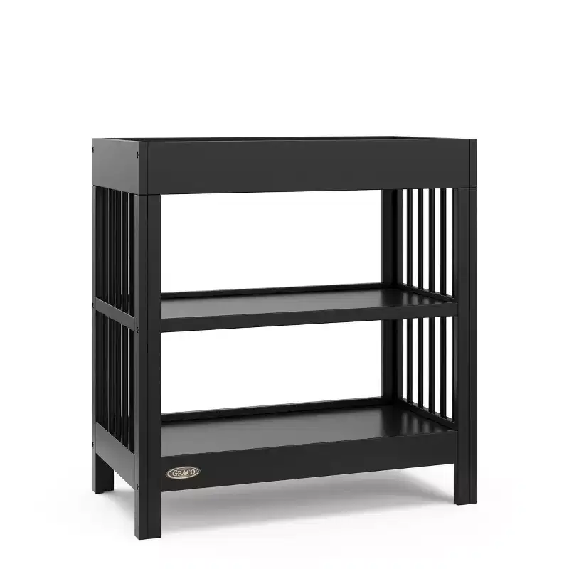 Baby Changing Table with Water-Resistant Pad & 2 Open Shelves – GREENGUARD Gold Certified, White