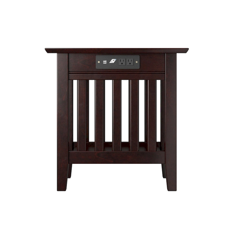 AFI Mission Chair Side Table Set of 2 with Built-in Charger