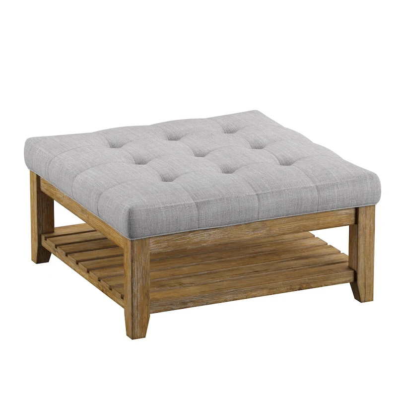 Lennon Pine Planked Ottoman Coffee Table by iNSPIRE Q Artisan