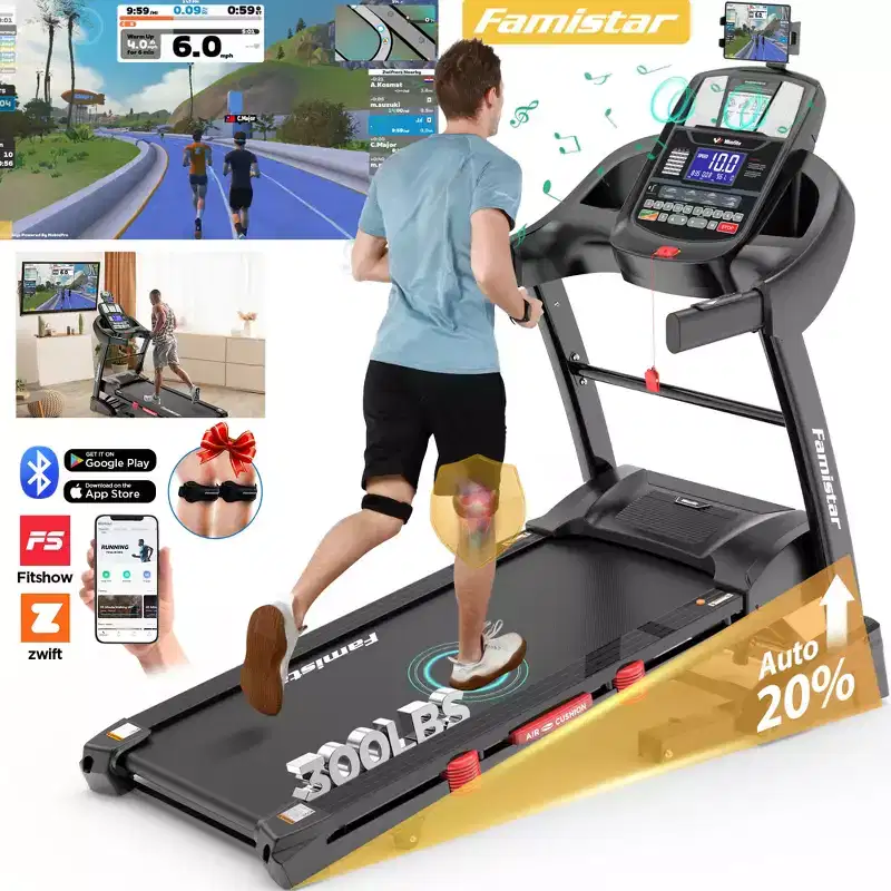 5.0HP Folding Treadmill for Home Office w/ 20Auto Incline, 300lbs Capacity Treadmill, 12MPH Fast Speed, 71 Programs, APP Enabled for Running Walking