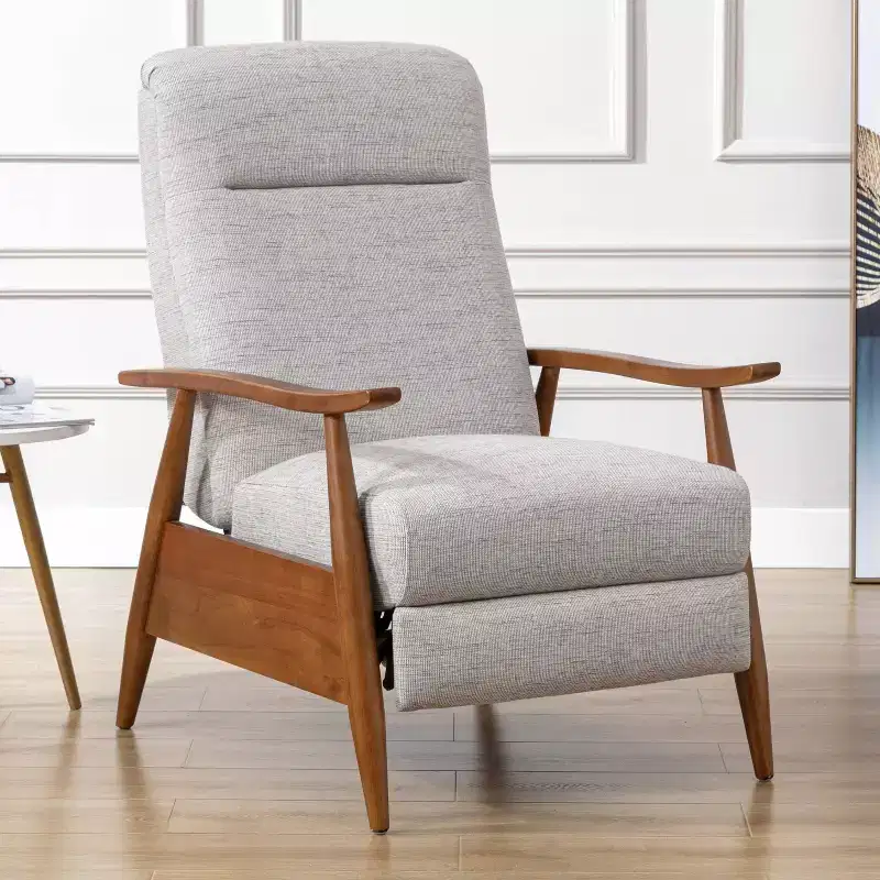 Comfort Pointe Terni Press-Back Recliner Sea Oat: Upholstered Polyester, Wood Frame, Foam Fill