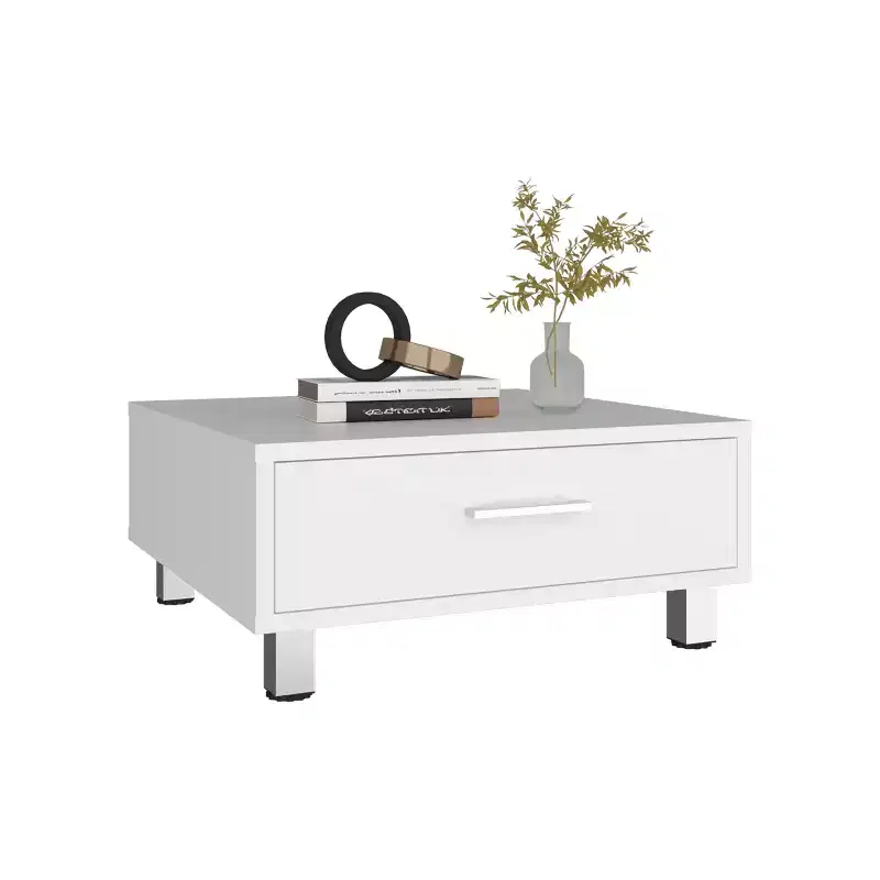 Fun little toys brand Modern Coffee Table and Center Table with Single Storage Drawer and 4 Stable Legs, Practical Living Room Organization