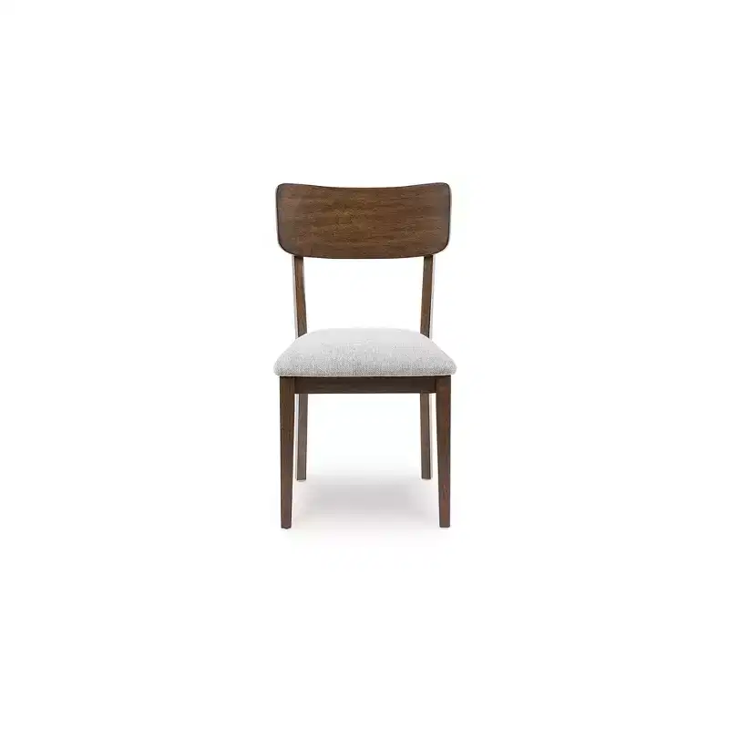 Signature Design by Ashley Allstream Dining Upholstered Side Chairs, Set of 2, Gray Polyester Seats with Brown Solid Wood Frame