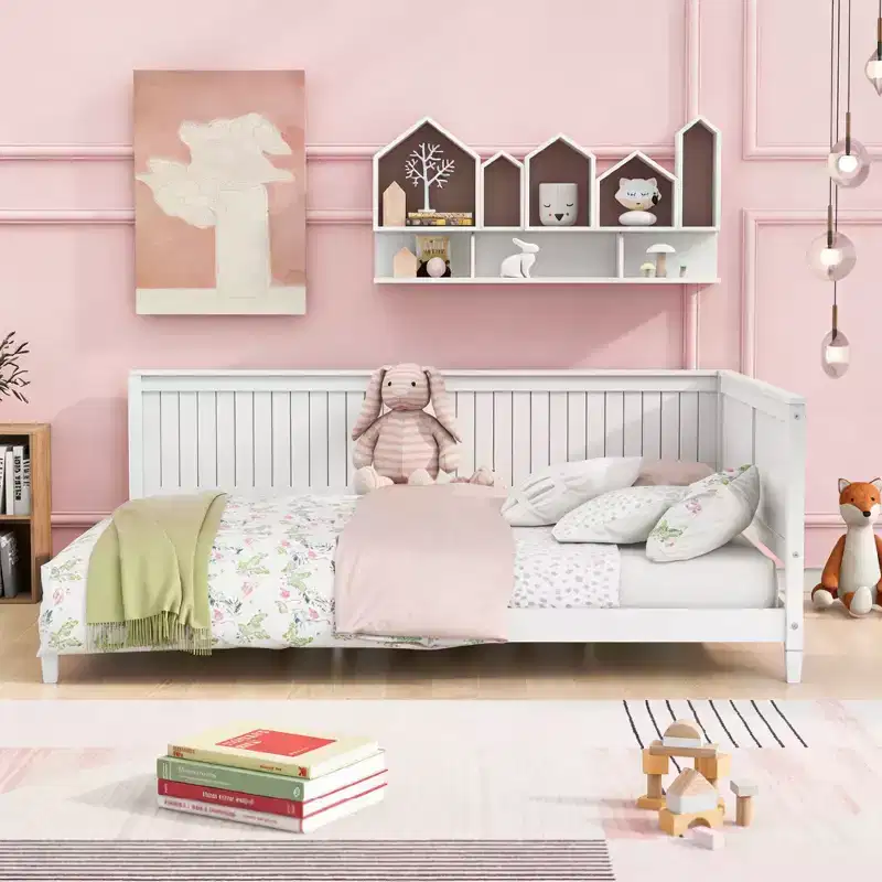 Modern Full Size Wooden Daybed for Living Room and Guest Room