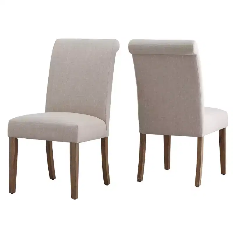 Walton Park Slipcovered Rolled Back Parsons Chairs (Set of 2) - Light Natural/Beige - iNSPIREQ