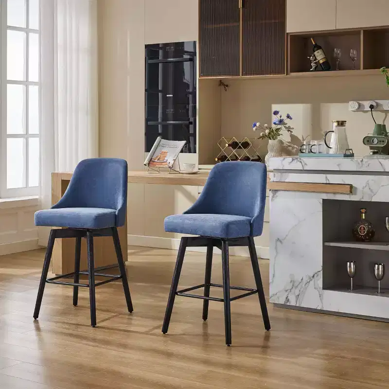 26 Counter Height Barstools,Mid Century Bar Chairs with Back & Wood Legs for Dining Room Kitchen Island
