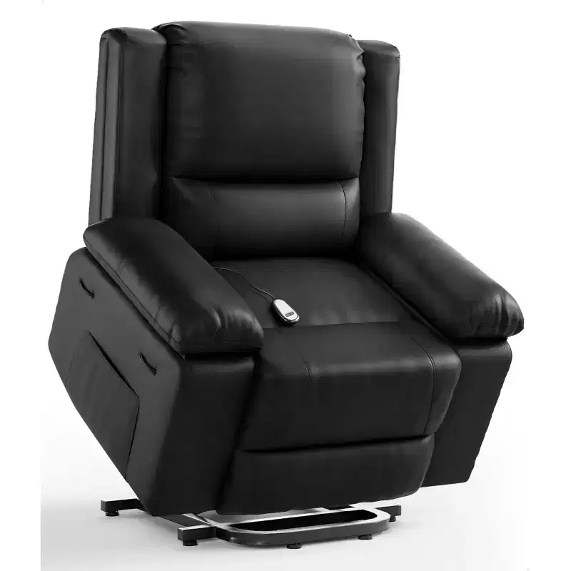 PU Leather Recliner Chair - Heat and Massage, Lift Recliner for Elderly & Mobility Impaired, Adjustable Back and Legs, Heavy Duty Lift Chair