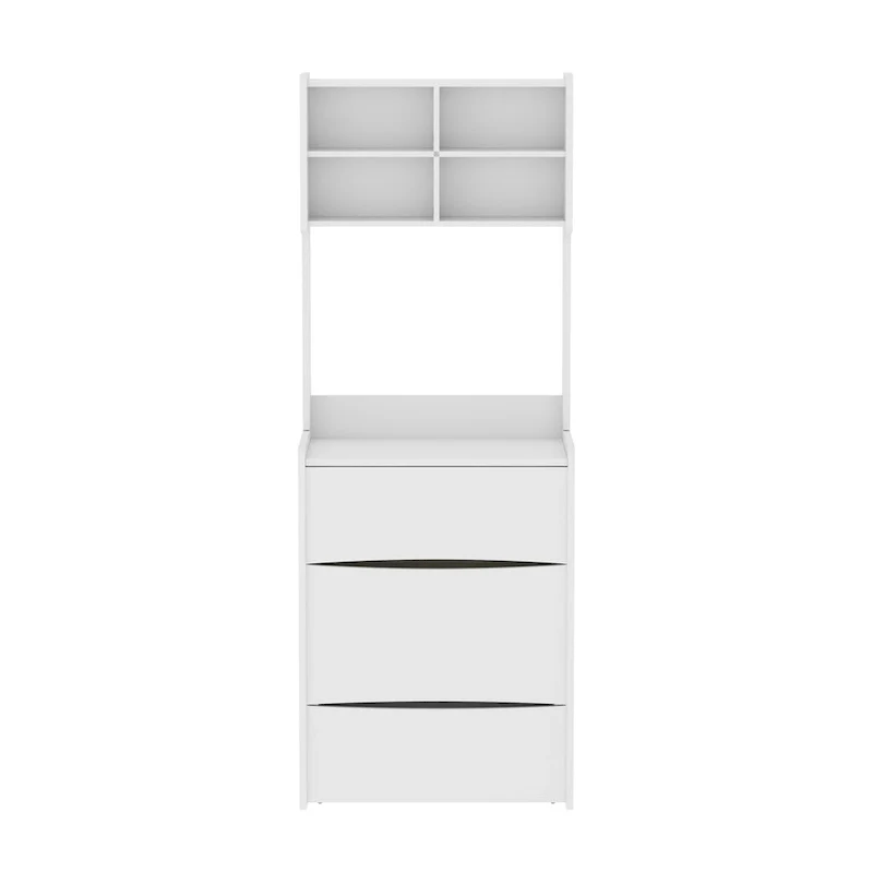 Black/White Flip LED Mirror Vanity Table with Stool, Single