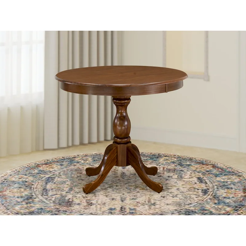 Round Wood Dining Table with Pedestal Base, 36x36 Inch (Multiple Finish Options)