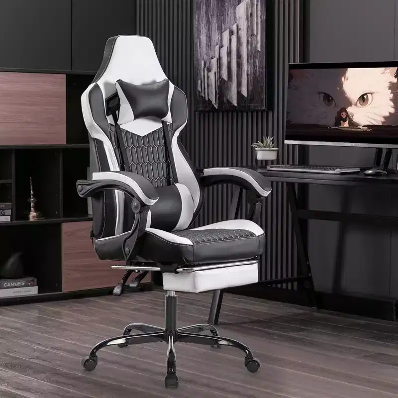 TUYOHW Versatile 360 Swivel Gaming Chair Adjustable Office Chairs with Wheels,Reclining Back&Footrest,Ergonomics Video Game Chairs,300lbs Max