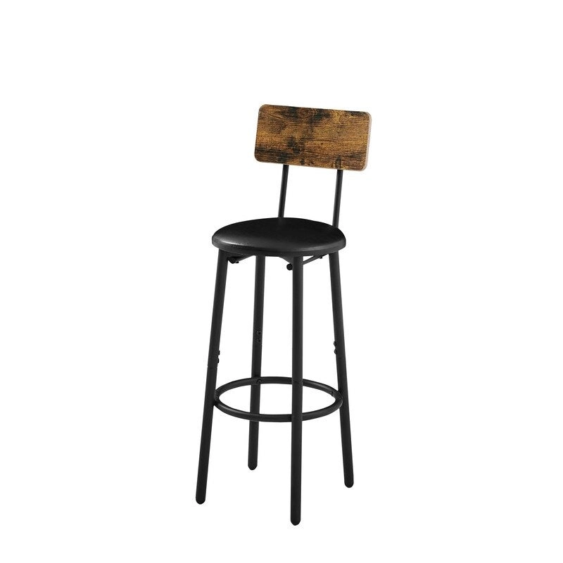 Eureka Industrial Bar Table Set, 3-Piece Dining Table and PU Upholstered Stools Set, Small Counter Height Pub Bistro Table Set