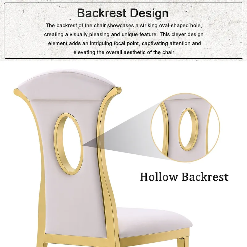 Luxury White Velvet Dining Chairs with Polished Gold Legs