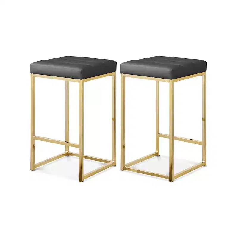 Meridian Furniture,Nicola Grey Vegan Leather Stool, Set of 2