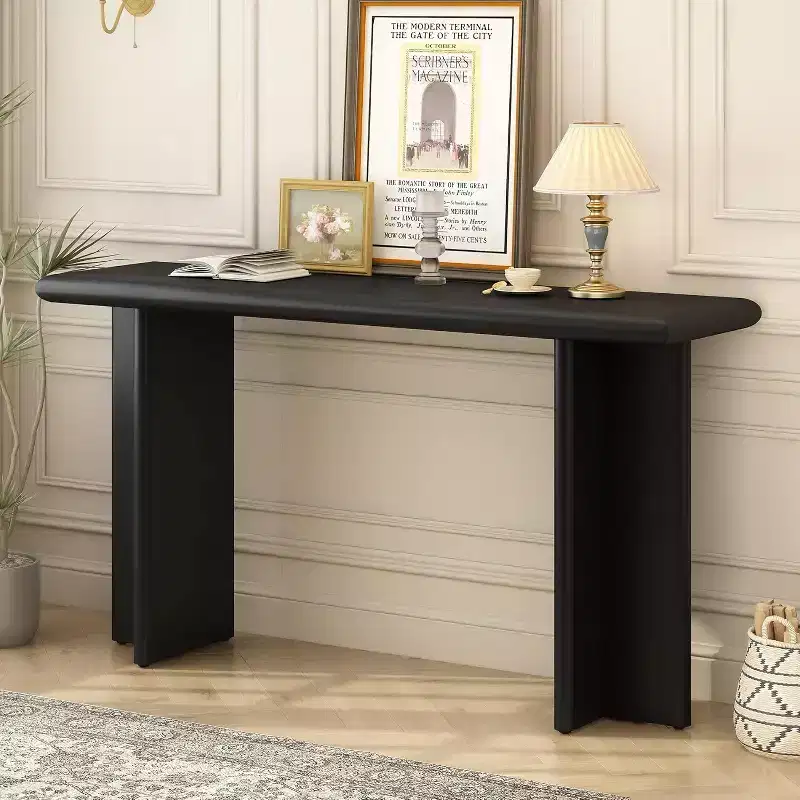Narrow Wood Console Table, Modern Accent Entryway Table with L-Shaped Legs, Easy Assembly, for Hallway, Behind Sofa, Living Room, Foyer, Office