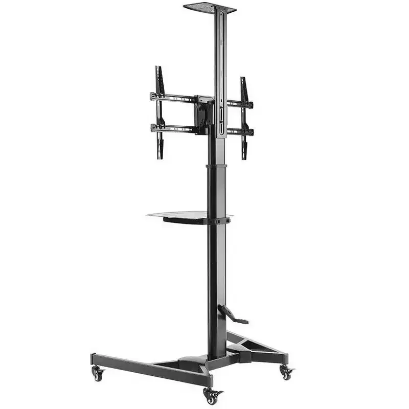 Black Steel TV Display Cart, Height Adjustable, For 1 – Fits 37