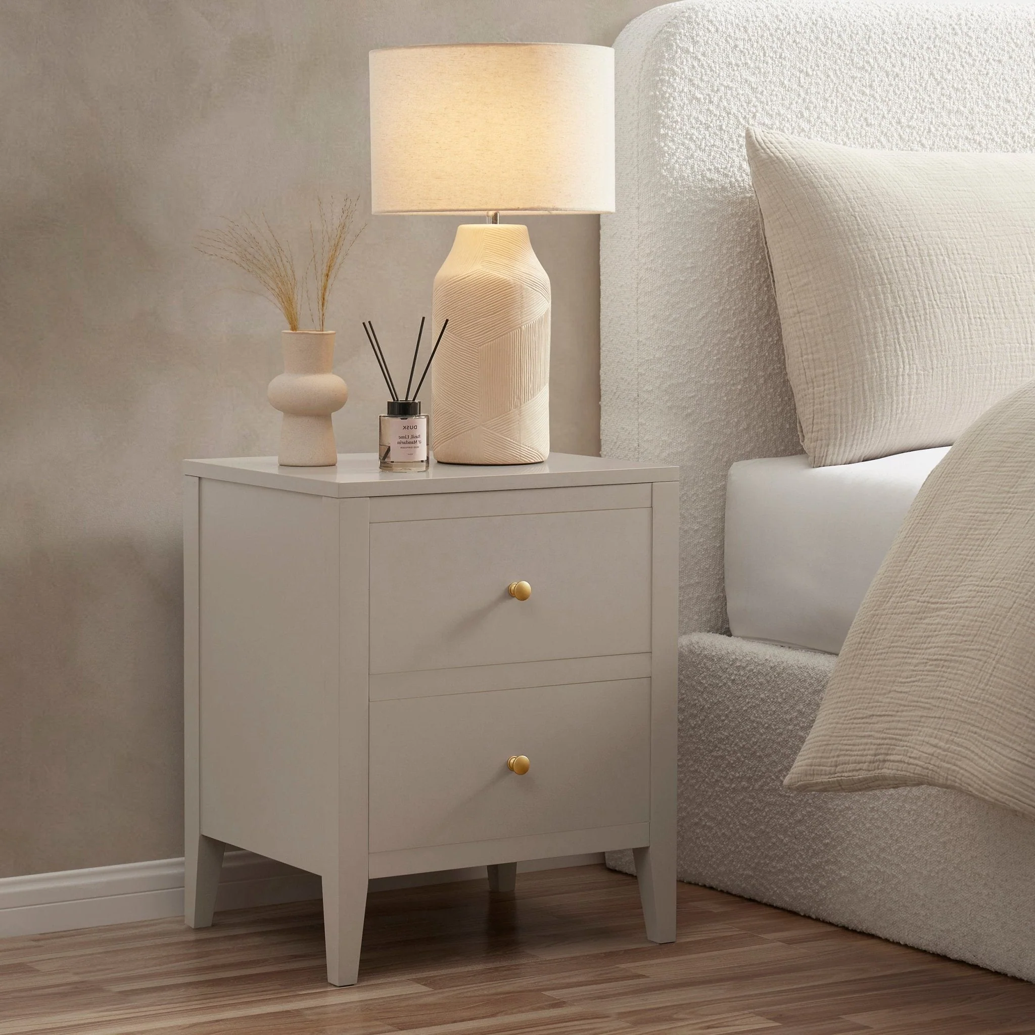 2 Drawer Bedside Table - Taupe