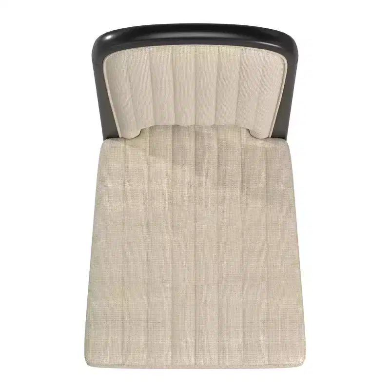 Wood Finish Cream Fabric Channel Stitching Dining Chair